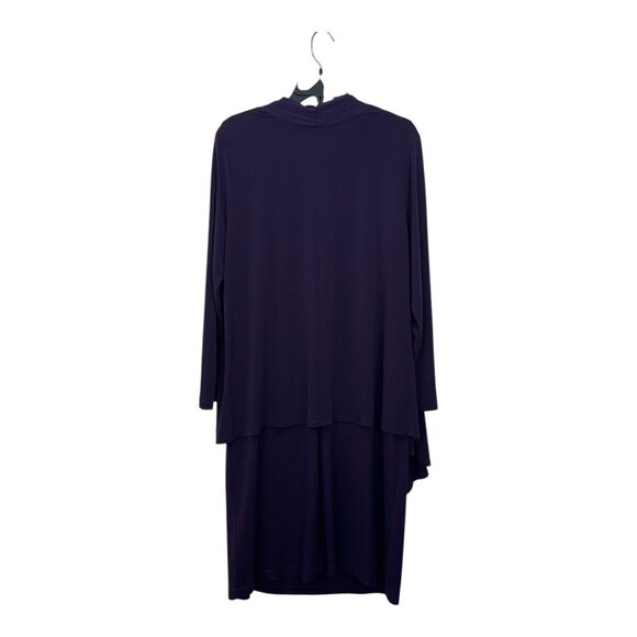 Connected Apparel Women Purple Draped Dress & Cardigan Set Sz 14W Poly- Spandex - Picture 11 of 15